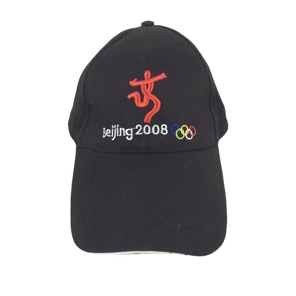 Beijing 2008 Olympics Embroidered Black Baseball Cap Adjustable Strapback - Picture 1 of 5